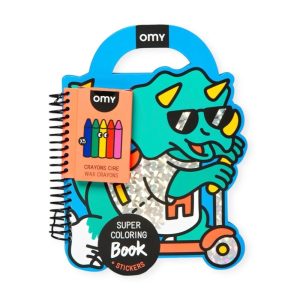 LIBRO OMY CON PINTURAS Y PEGATINAS DINOS