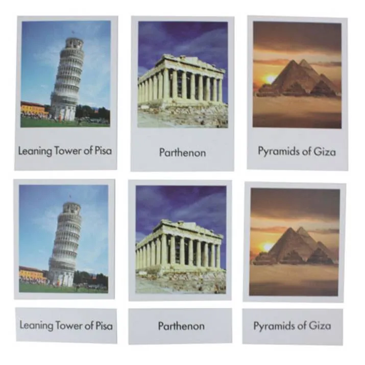 TARJETAS 3 PARTES MONTESSORI «MONUMENTOS DEL MUNDO» - Imagen 2
