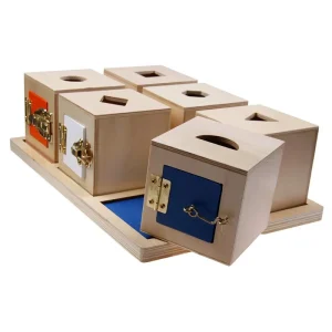 6 CAJAS DE CERRADURAS MONTESSORI