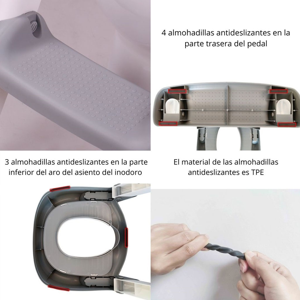 Adaptador WC infantil con escalera, color gris y blanco - Imagen 9