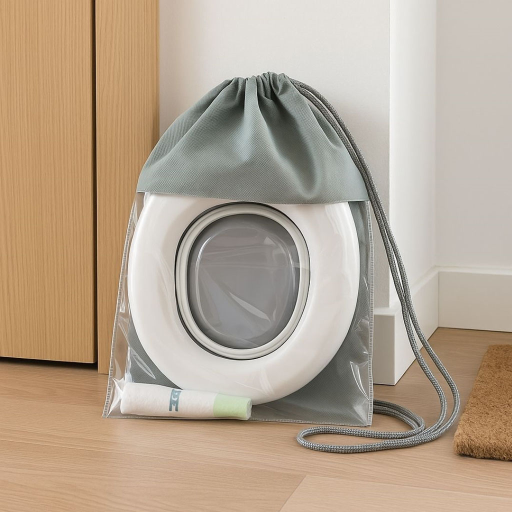 Orinal infantil multifunción plegable, color gris y blanco - Imagen 6