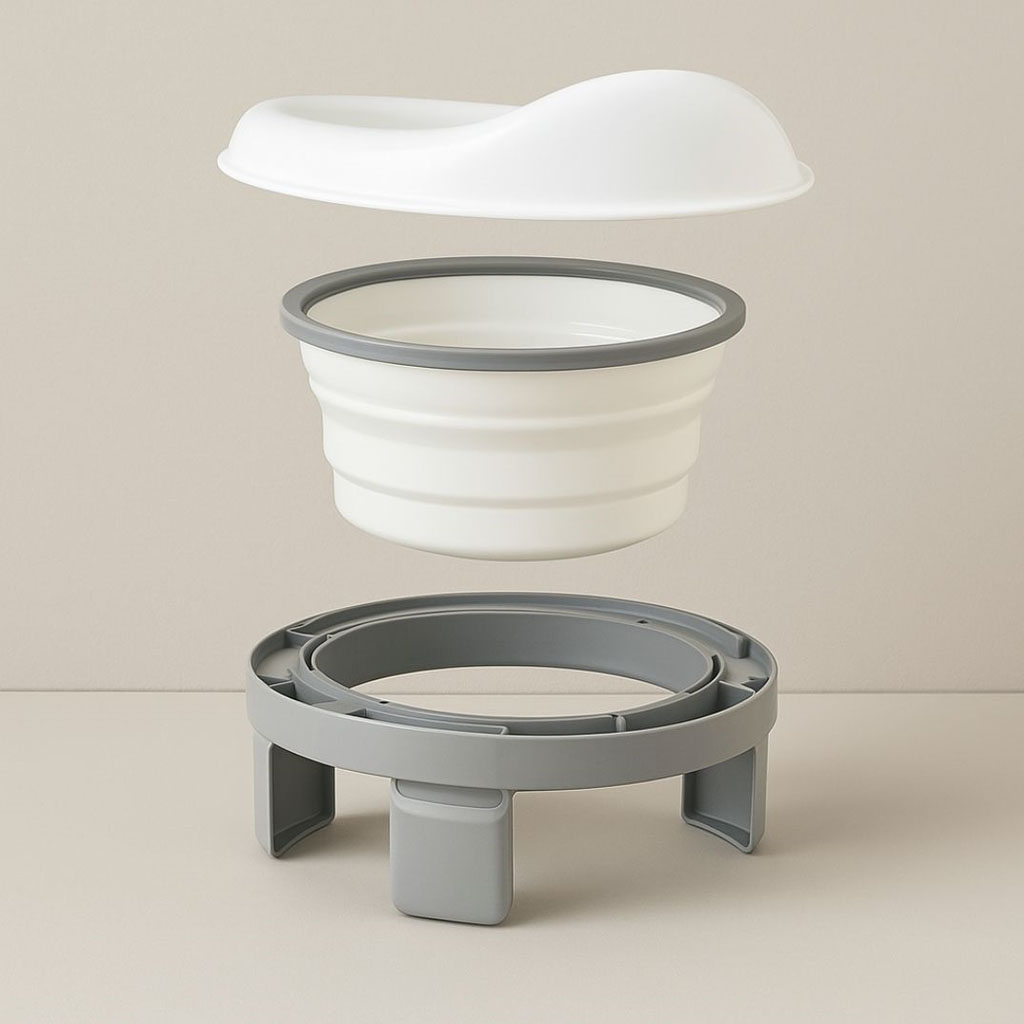 Orinal infantil multifunción plegable, color gris y blanco - Imagen 3