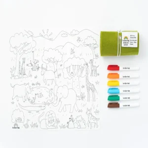 Scribble Mat De Safari-Tapete de silicona para colorear con 6 rotuladores